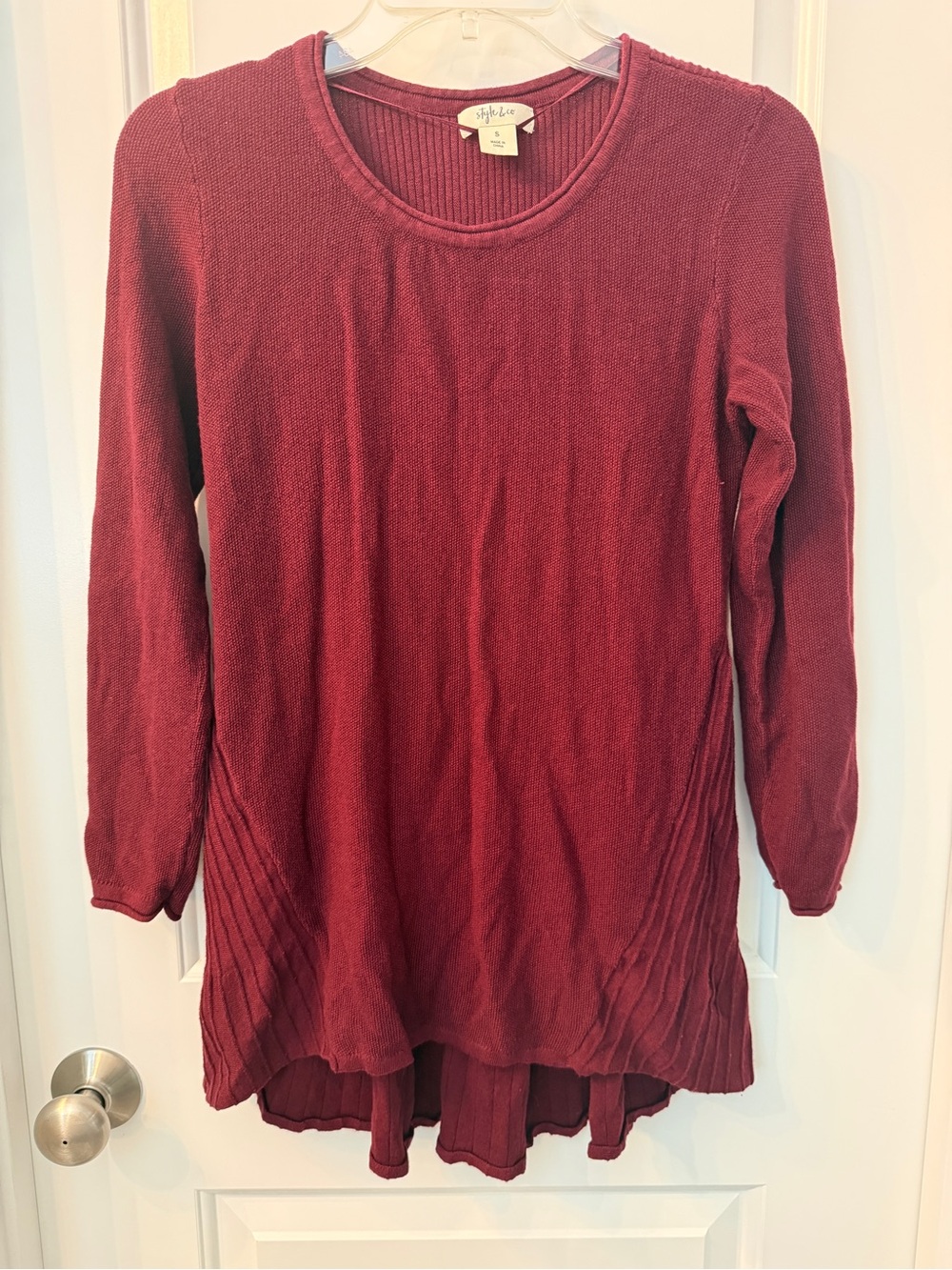 Style & Co. Women's Long Sleeve Wine Knit Tunic, Size S
